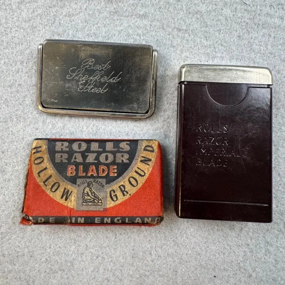 Retro Rolls Razor Imperial Blade Brown Vintage Sheffield Steel Bakelite Case